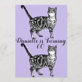 Tabby katt Lila Artikel 60:e födelsedagsinbjudan Inbjudningar