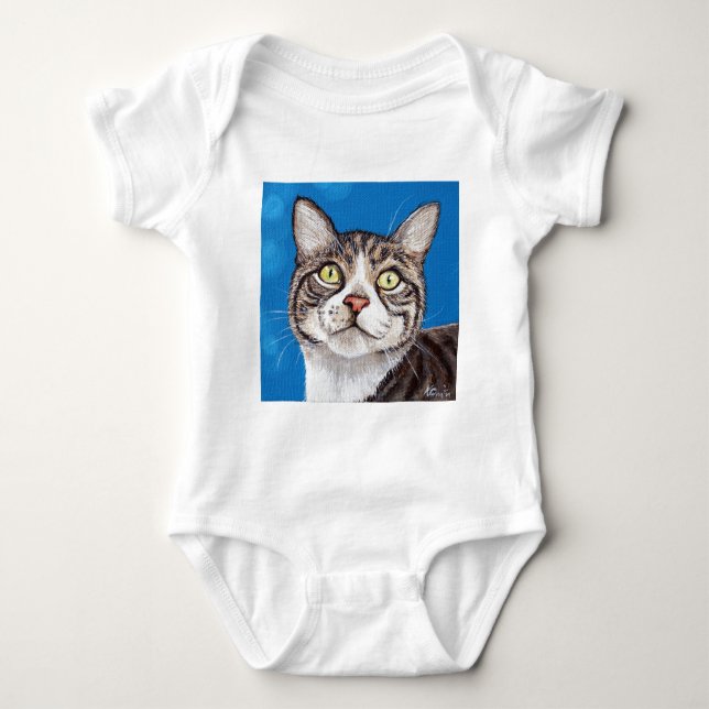 Tabby katt-målning t shirt (Framsida)