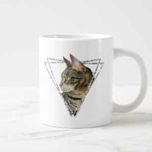 Tabby katt med Faux Silver Glitter Ram Jumbo Mugg