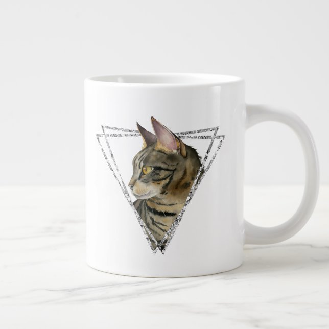 Tabby Katt med Faux Silver Glitter Ram Jumbo Mugg (Höger)