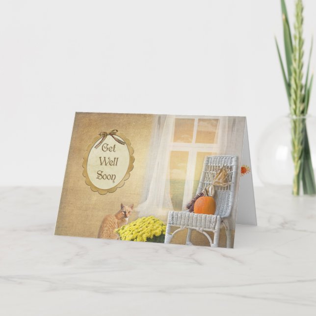 tabby katt med höstpumpor får väl snart kort (Framsida)