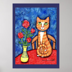 Tabby katt med rokonsttrycket poster