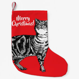 Tabby katt Merry Cats Red Jul Stock Liten Julstrumpa