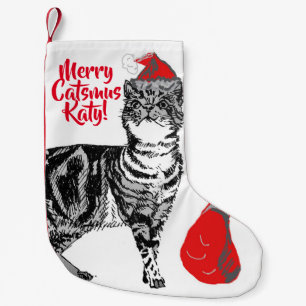 Tabby katt Merry Catsmus Aqua-julklapp Liten Julstrumpa