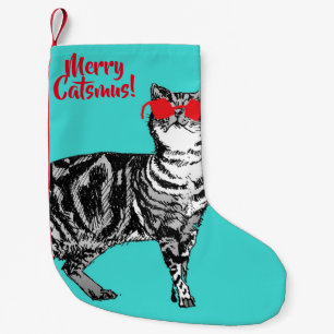 Tabby katt Merry Catsmus Aqua - julklapp Liten Julstrumpa