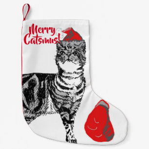 Tabby katt Merry Catsmus-jullager Liten Julstrumpa