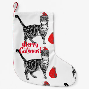 Tabby katt Merry Catsmus-jullager Liten Julstrumpa