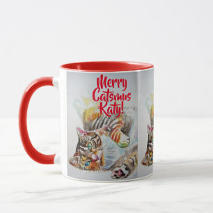 Tabby katt Merry Catsmus Red jul Mugg
