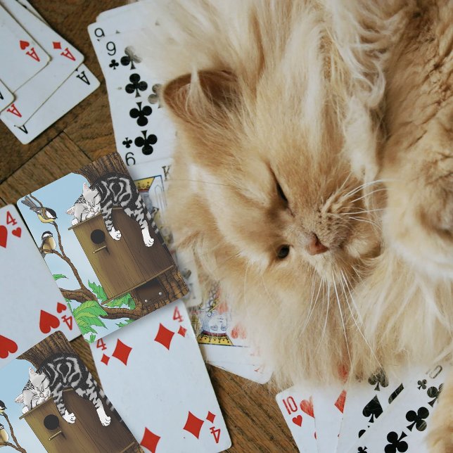 Tabby katt Napping Birdhouse Casinokort (Skapare uppladdad)