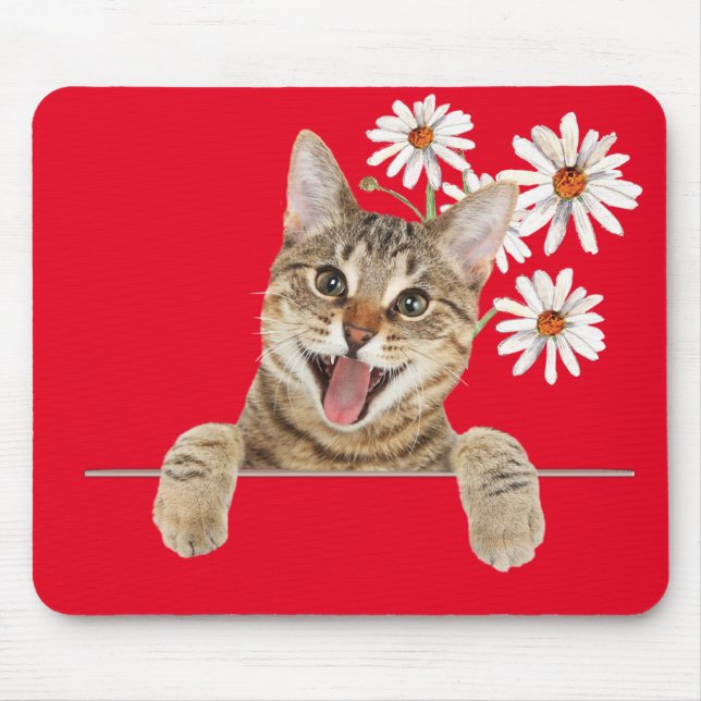 Tabby katt och Daisy Mouse Pad Musmatta (Framsidan)