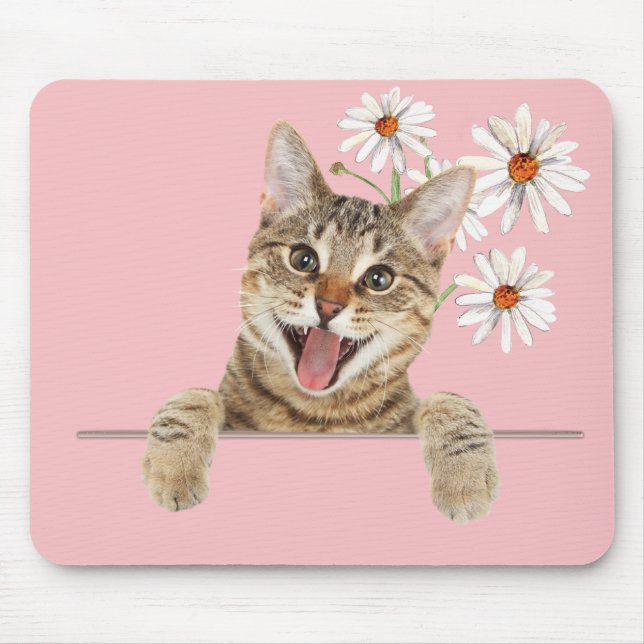 Tabby katt och Daisy Mouse Pad Musmatta (Framsidan)