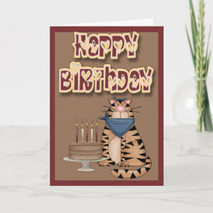 Tabby katt och kummel Grattis på födelsedagen Kort