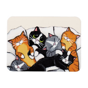 Tabby katt och Tuxedo Cat Sleepover Magnet