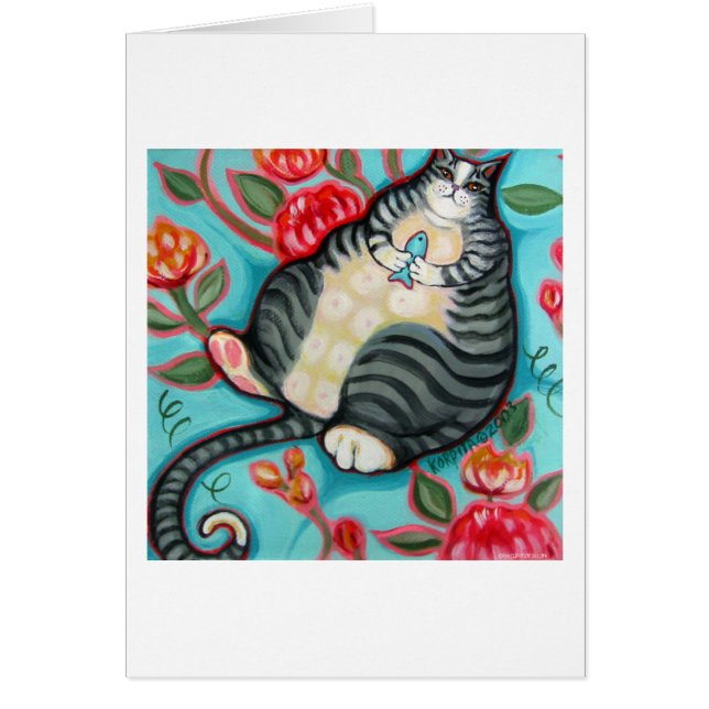 Tabby katt på en dämpa hälsningskort (Framsidan)