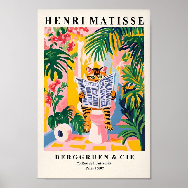 Tabby katt på en toilet, Lusnyj Bathroom Wall Art, Poster (Framsidan)