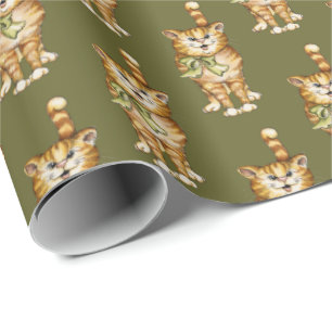 tabby katt på grönten presentpapper
