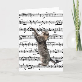 Tabby katt på musikfödelsedagen kort