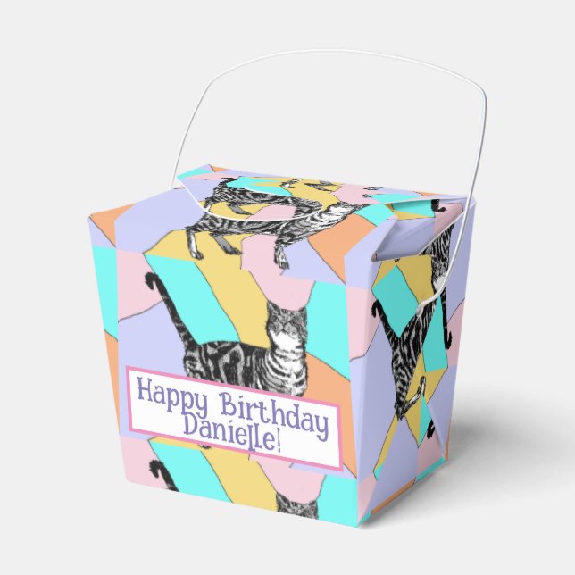 Tabby katt Pastel Birthday Cats Cake Favoritbox Presentaskar (Framsidan Sidan)