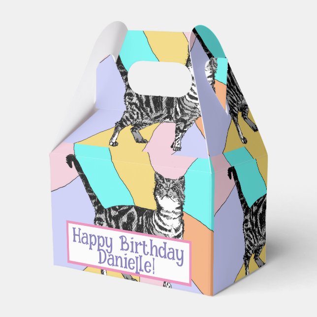 Tabby katt Pastel Birthday Cats Cake Favoritbox Presentaskar (Framsidan Sidan)