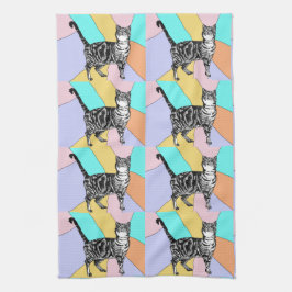 Tabby katt Pastel Färg Tea Towel Kökshandduk