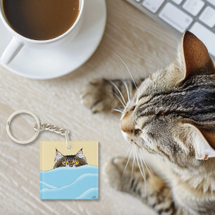 Tabby katt Peeking Blue Funny