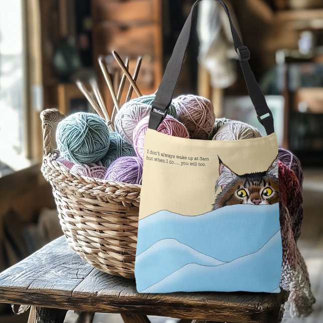 Tabby katt Peeking Blue Funny Axelväska (Skapare uppladdad)