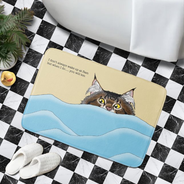 Tabby katt Peeking Blue Funny Badrumsmatta (Skapare uppladdad)