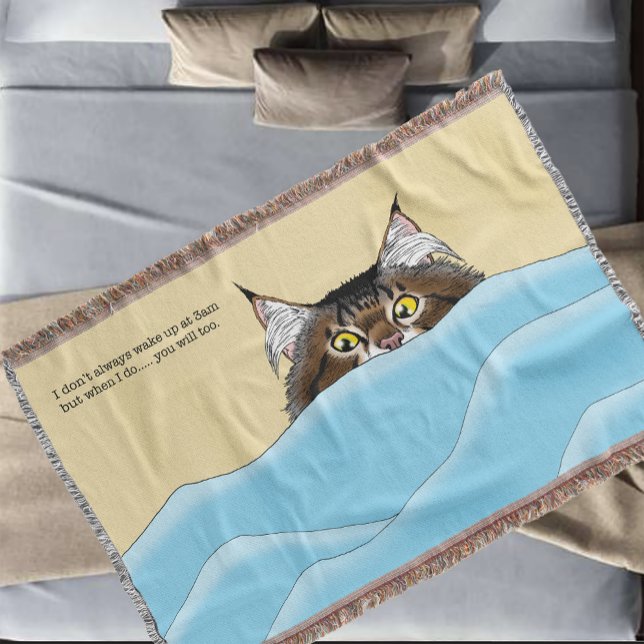 Tabby katt Peeking Blue Funny Filt (Skapare uppladdad)
