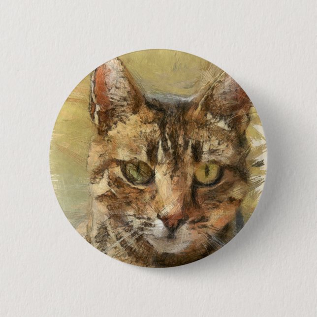 Tabby katt Pencil Sketch Knapp (Framsida)
