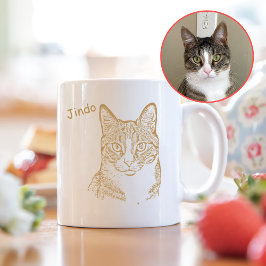 Tabby katt Personlig Hand Teckning Kaffemugg