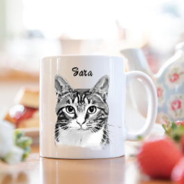 Tabby katt Personlig Hand Teckning Mugg