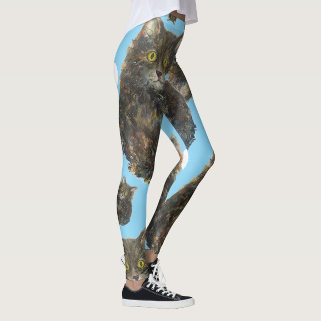 Tabby katt Pet Whimsical Maureen Girard Familiar Leggings (Höger)