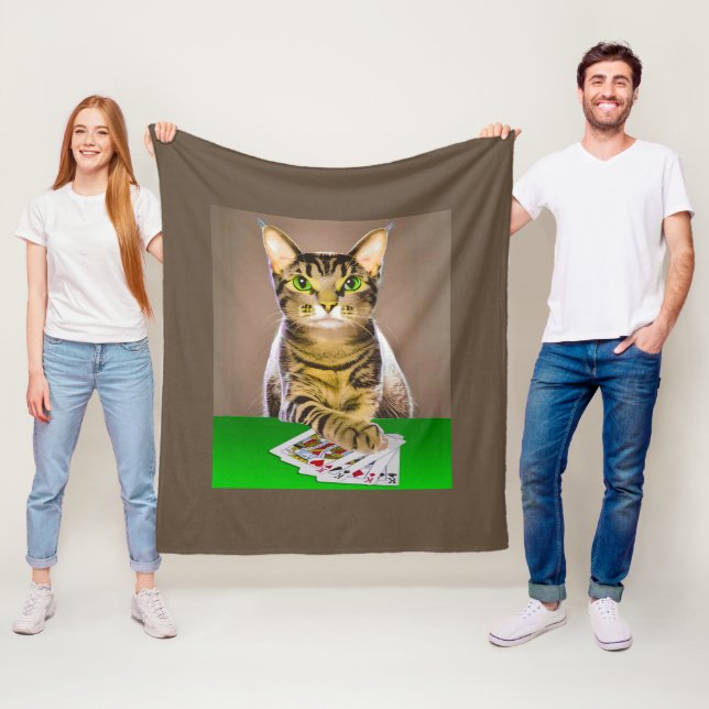 Tabby katt Poker Fleecefilt (På plats)