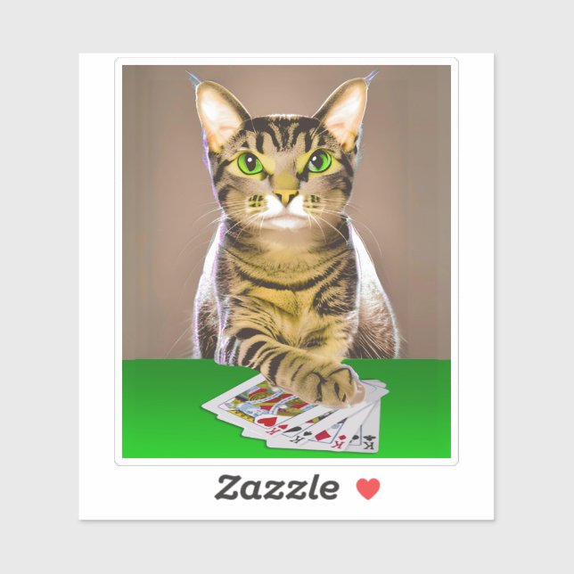 Tabby katt Poker Klistermärken (Ark)