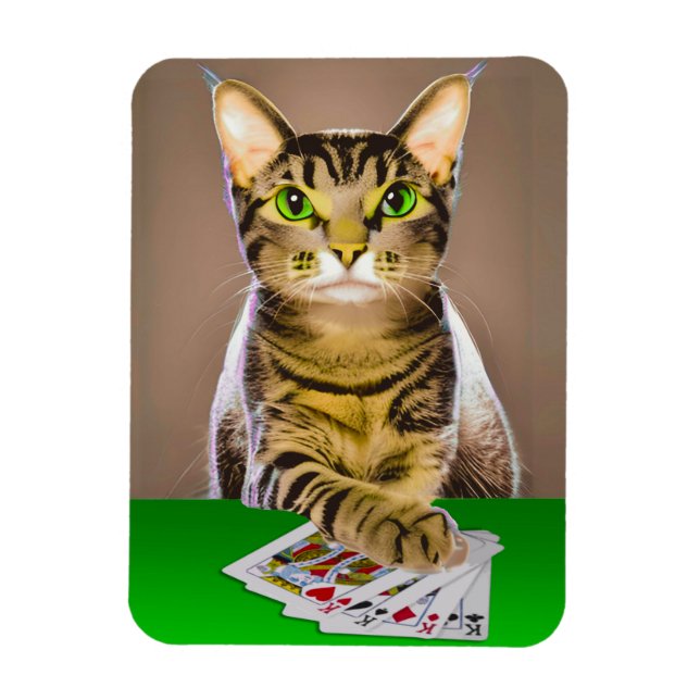 Tabby katt Poker Magnet (Vertikal)