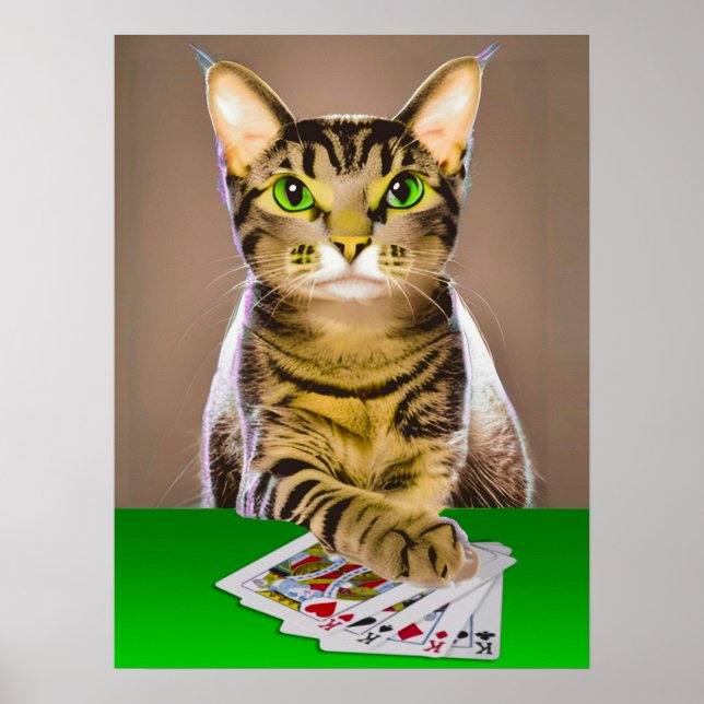 Tabby katt Poker Poster (Framsidan)