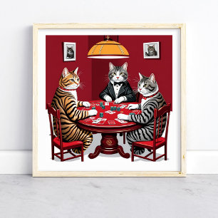 Tabby katt Poker Poster