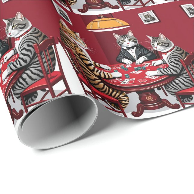 Tabby katt Poker Presentpapper (Rullad Hörn)