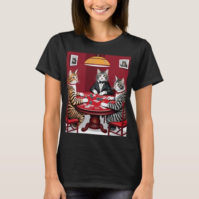 Tabby katt Poker T Shirt (Framsida)