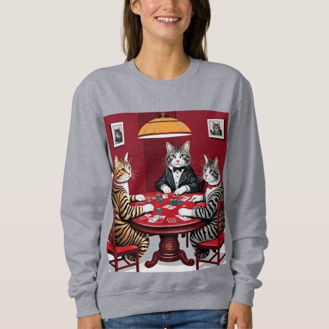 Tabby katt Poker T Shirt (Framsida)