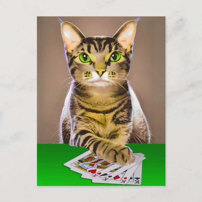 Tabby katt Poker Vykort (Framsida)