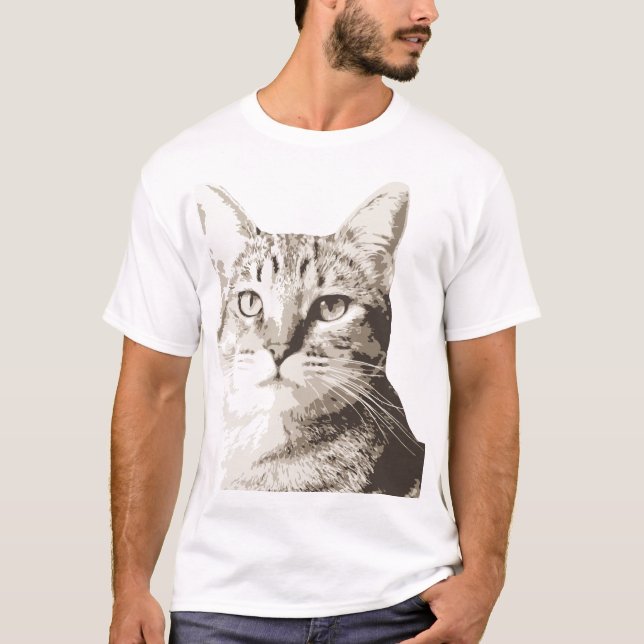 Tabby katt Porträtt T-Shirt (Framsida)