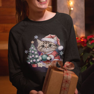 Tabby katt Santa Crewnacke T Shirt