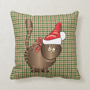 tabby katt Santa Kudde