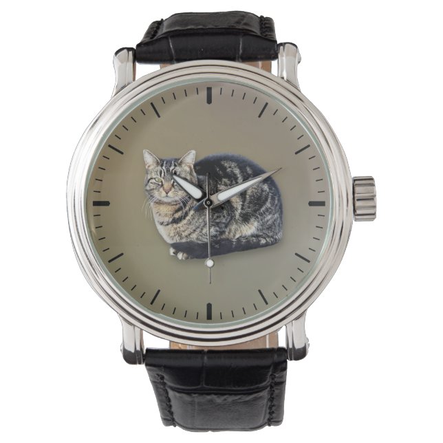 Tabby katt Sitta Armbandsur (Framsida)