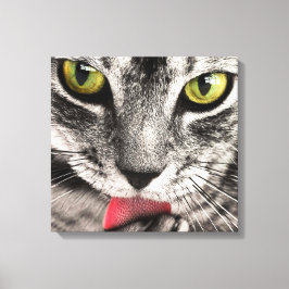 Tabby katt Slickande Tass Canvastryck