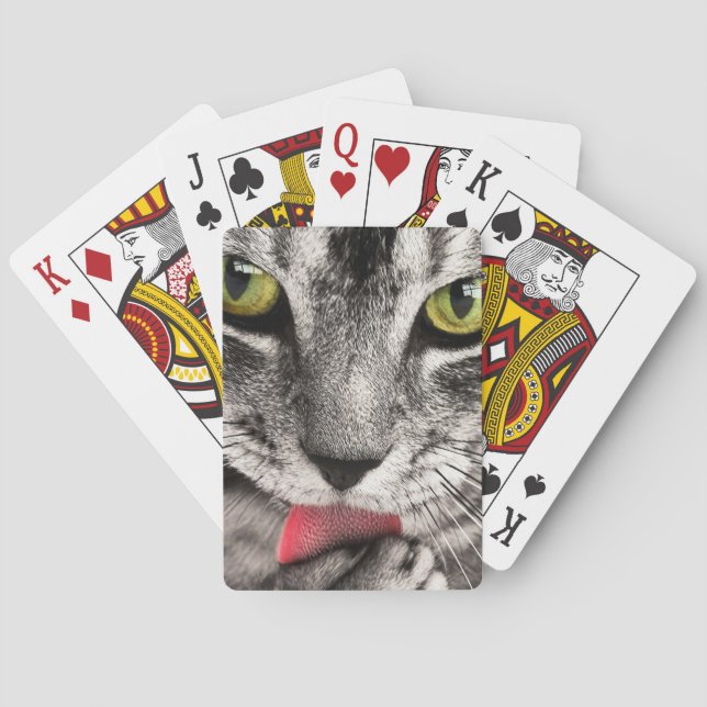 Tabby katt Slickande Tass Casinokort (Baksidan)