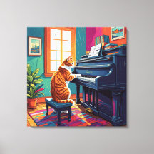 Tabby katt som spelar Piano