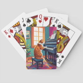 Tabby katt som spelar Piano Casinokort