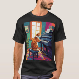 Tabby katt som spelar Piano T Shirt